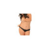 Tanga ouvert noir grande taille avec pièces dentelle sur les fesses 